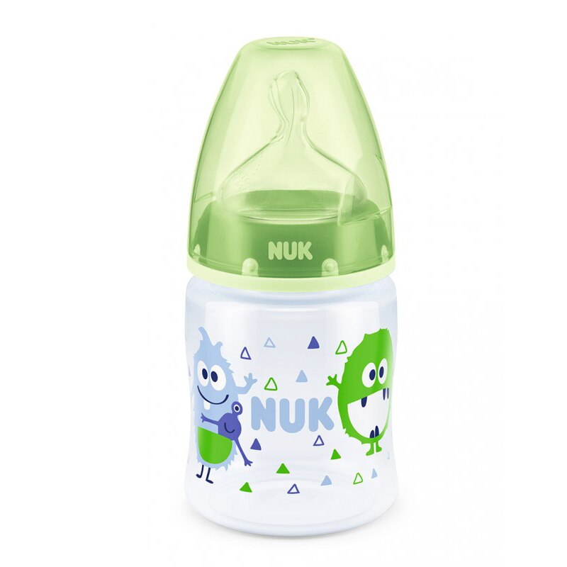 Biberon cu tetina din silicon 150 ml 0-6 luni Nuk First Choice+ 743651V, Verde