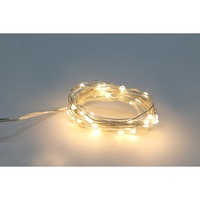 Instalatie de Craciun micro LED cu 30 becuri, cu baterii, fir de 3 m, lumina alba calda