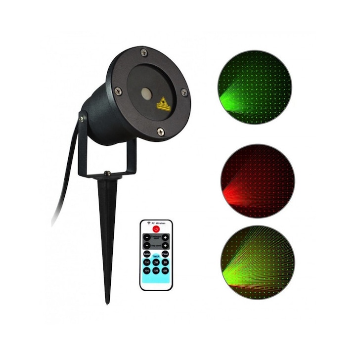 HomeGadget Lézer Projektor, fém kültéri távirányítóval, időzítővel és fényjátékokkal