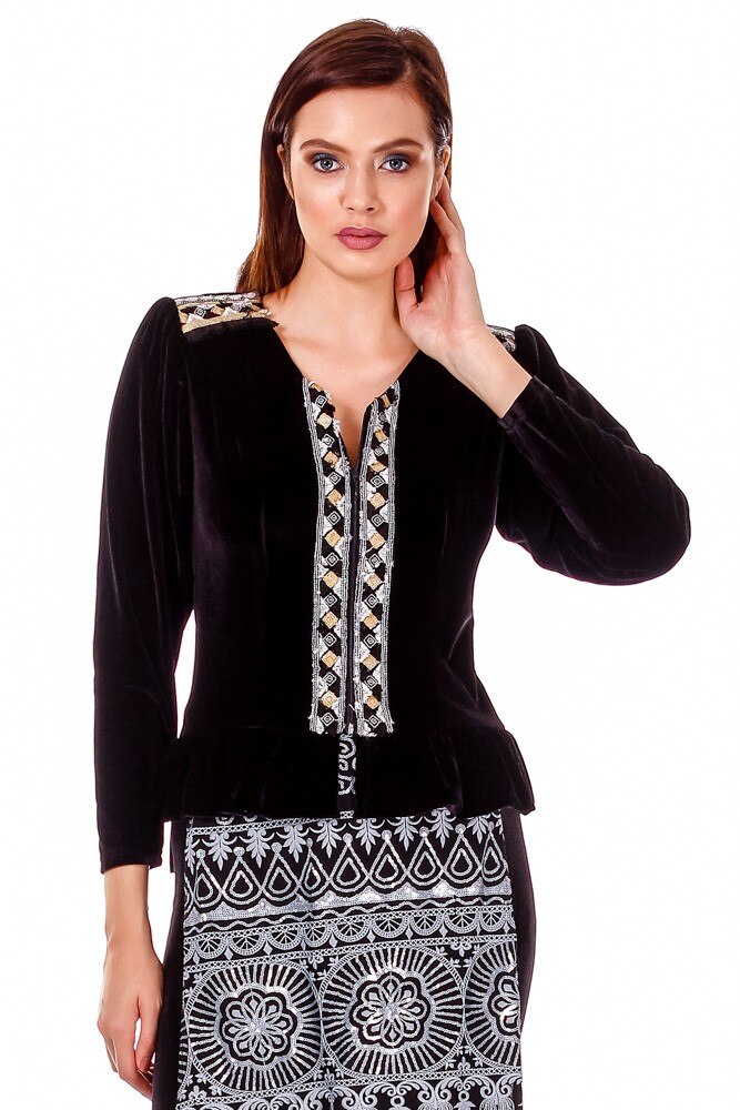 Sacou catifea neagra Liza Panait P-53E