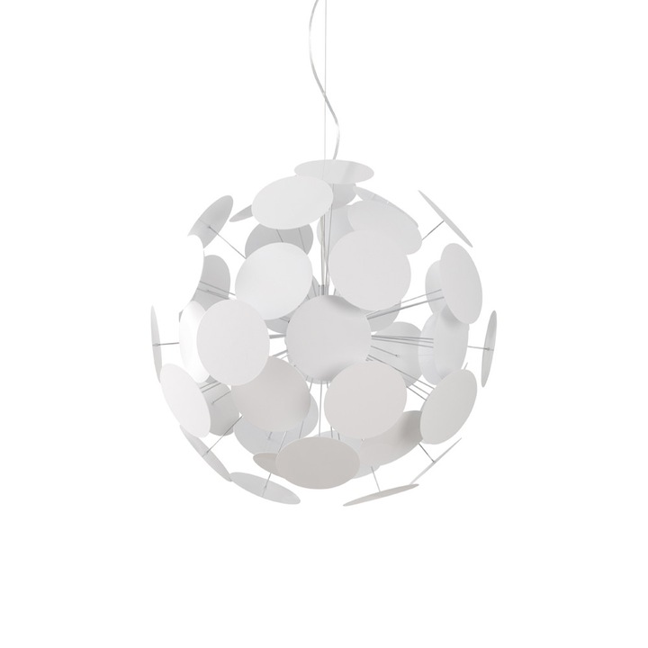 Lampa suspendata PLENTY WORK, ZAZUI, alba, metal, 65 x 65 x185 cm