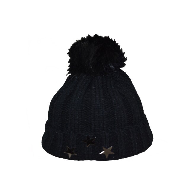 Caciula calduroasa de iarna din material tricotat, D&J Exclusive, Negru, Universal