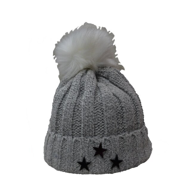 Caciula calduroasa de iarna din material tricotat, D&J Exclusive, Gri deschis, Universal