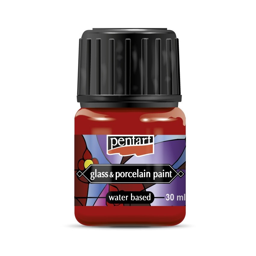 Vopsea pentru sticla si portelan Pentart - rosu, 30 ml