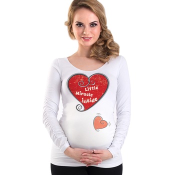 Bluza gravide - Inimioare - Alb - Masura S Bluza gravide - Inimioare - Alb - Masura S