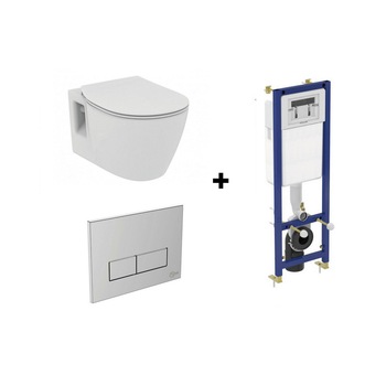 Pachet vas wc suspendat Ideal Standard Connect cu capac softclose, rezervor incastrat cu clapeta Ideal Standard Pachet vas wc suspendat Ideal Standard Connect cu capac softclose, rezervor incastrat cu clapeta Ideal Standard