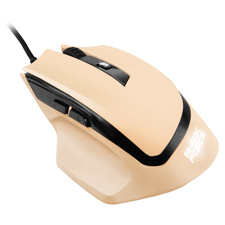 Egér optikai USB SHARKOON SHARK Force SH0056, Cream Gaming, 1600 dpi 6 btn