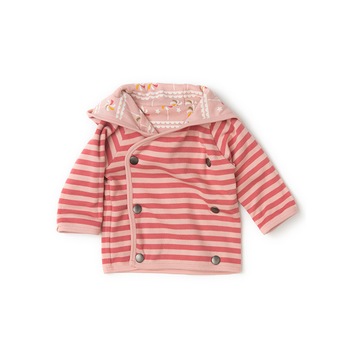 Jacheta cu doua fete Acadele, bumbac organic, 0-3 luni, dungi, roz, fete Jacheta cu doua fete Acadele, bumbac organic, 0-3 luni, dungi, roz, fete