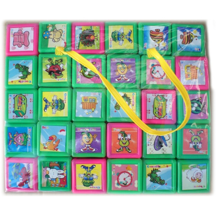 Пластмасови кубчета Krisrtaltoys, с картинки и думи - 30 броя