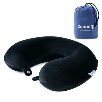 Perna calatorie din spuma cu memorie Suporto®️ Travel Negru Perna calatorie din spuma cu memorie Suporto®️ Travel Negru