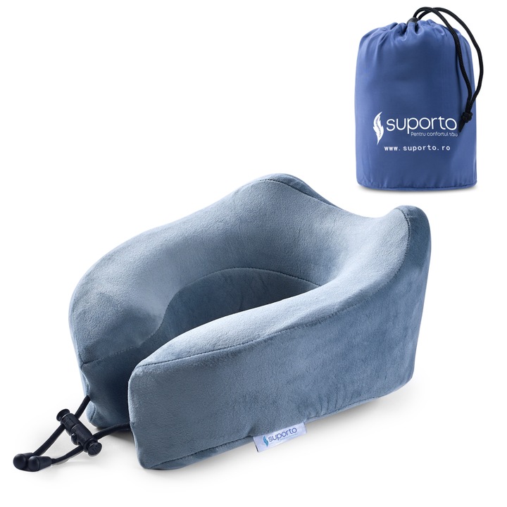 Perna calatorie din spuma cu memorie Suporto®️ Travel Gri