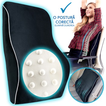 Perna lombara completa | Suporto®️ negru |Suport lombar Complet Scaun birou sau masina | Perna Suport Lombar | 46 x 38 x 11cm Perna lombara completa | Suporto®️ negru |Suport lombar Complet Scaun birou sau masina | Perna Suport Lombar | 46 x 38 x 11cm