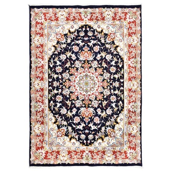 Coor Persan Tabriz,Lucrat manual din Lana+Matase,Bleumarin +Rosu ,210X150 Coor Persan Tabriz,Lucrat manual din Lana+Matase,Bleumarin +Rosu ,210X150