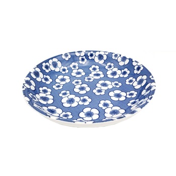 Set 3 farfurii ceramica 18 cm cu flori albe, albastra Set 3 farfurii ceramica 18 cm cu flori albe, albastra