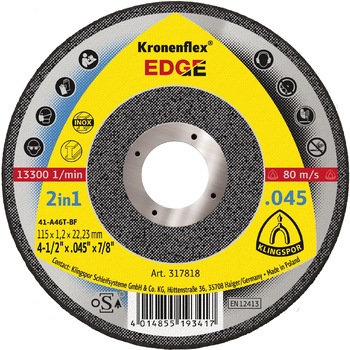 Disc debitare EDGE Klingspor, 125 x 1.2 x 22.23 mm Disc debitare EDGE Klingspor, 125 x 1.2 x 22.23 mm