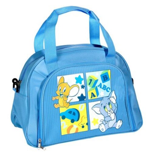 Geanta pentru mamici iMK® Tom&Jerry cu 2 compartimente , albastru