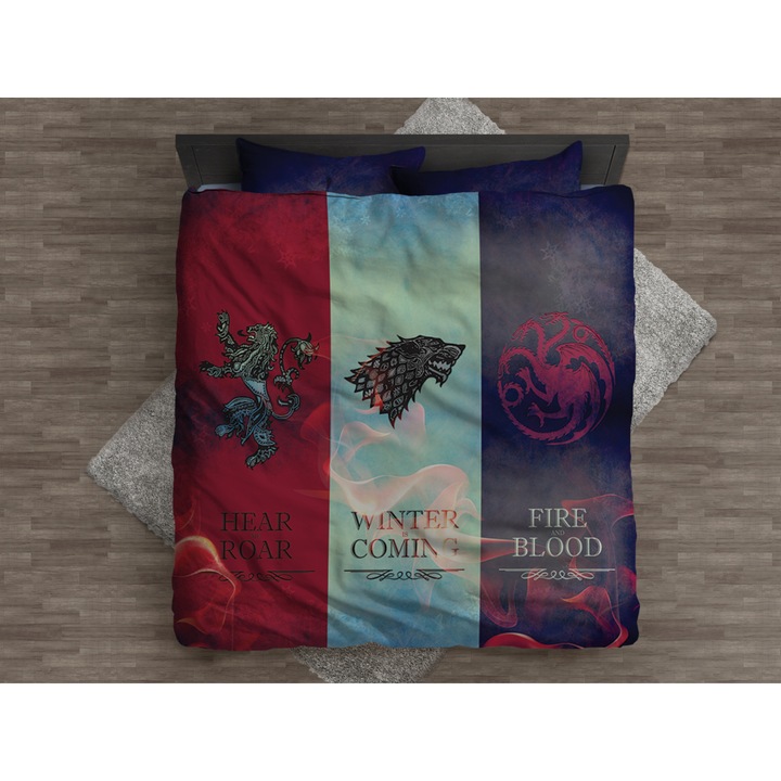 Спален комплект Game of Thrones Families, памучен сатен, 4 части, 200 x 215 см.