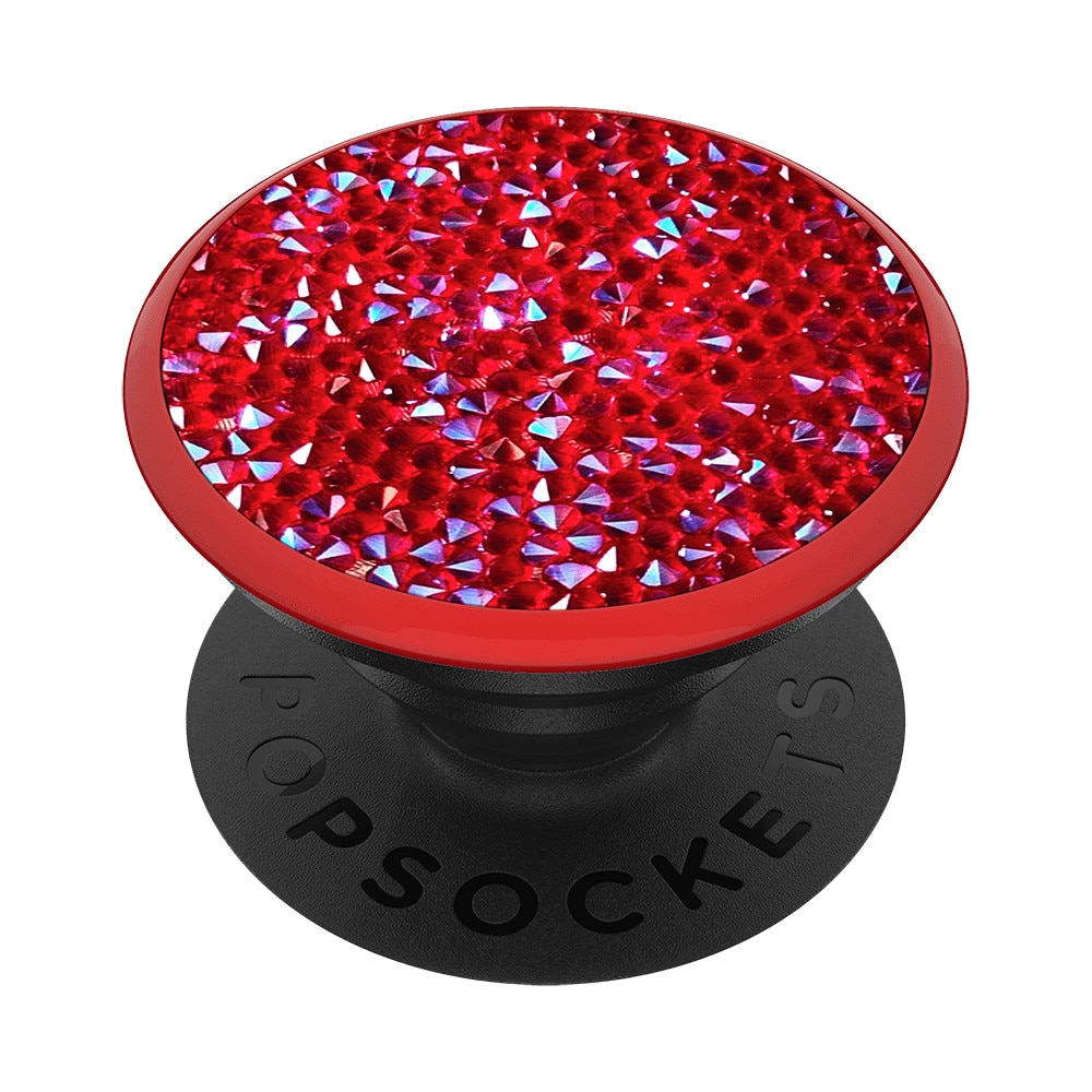 Suport universal pentru telefon si tableta Popsockets cu cristale pretioase, PopGrip Red Siam Crystal