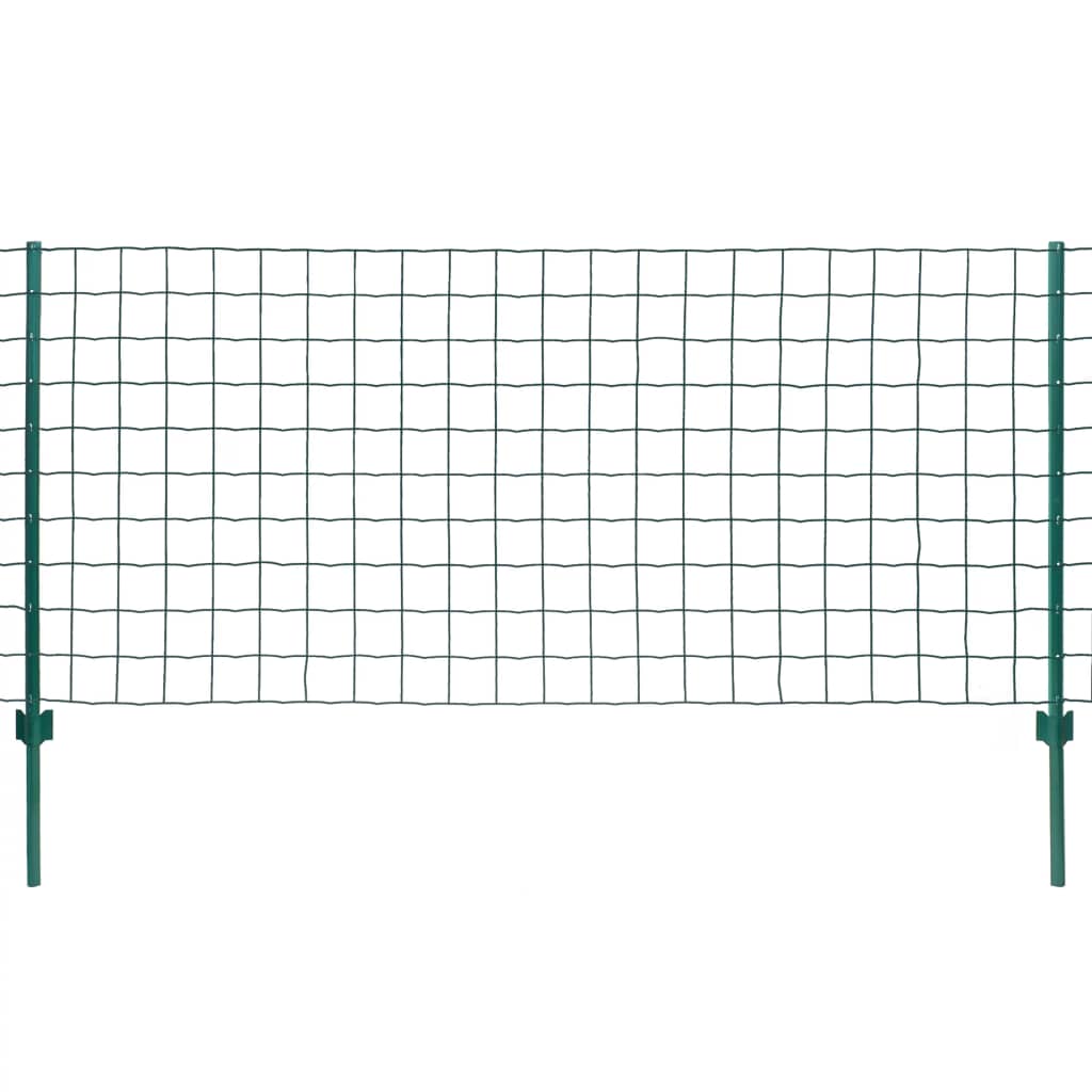 Set de sarma de gard Euro si stalpi, vidaXL, Otel, 20x0.8m/76x63mm, Verde