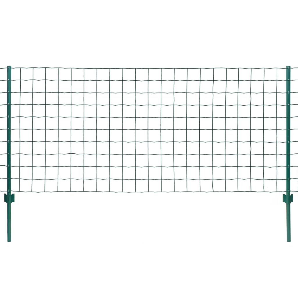 Set gard Euro cu 11 stalpi, vidaXL, Otel, 20x1m/100x100mm, Verde