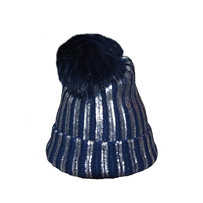 Caciula tricotata cu captuseala de blanita, D&J Exclusive, Bleumarin, Universal