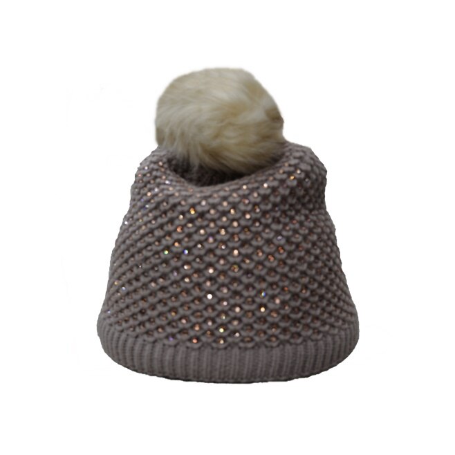 Caciula trendy de iarna cu strasuri aplicate, D&J Exclusive, Bej, Universal