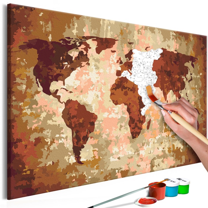 Számfestő készlet Artgeist World Map, Earth Colours, 60 x 40cm