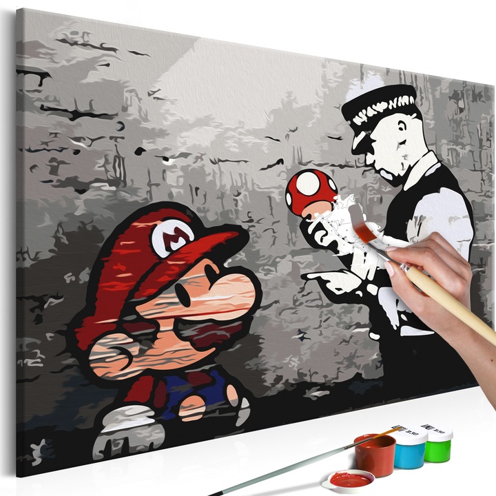 Számfestő készlet Artgeist Mario, Banksy, 60 x 40cm