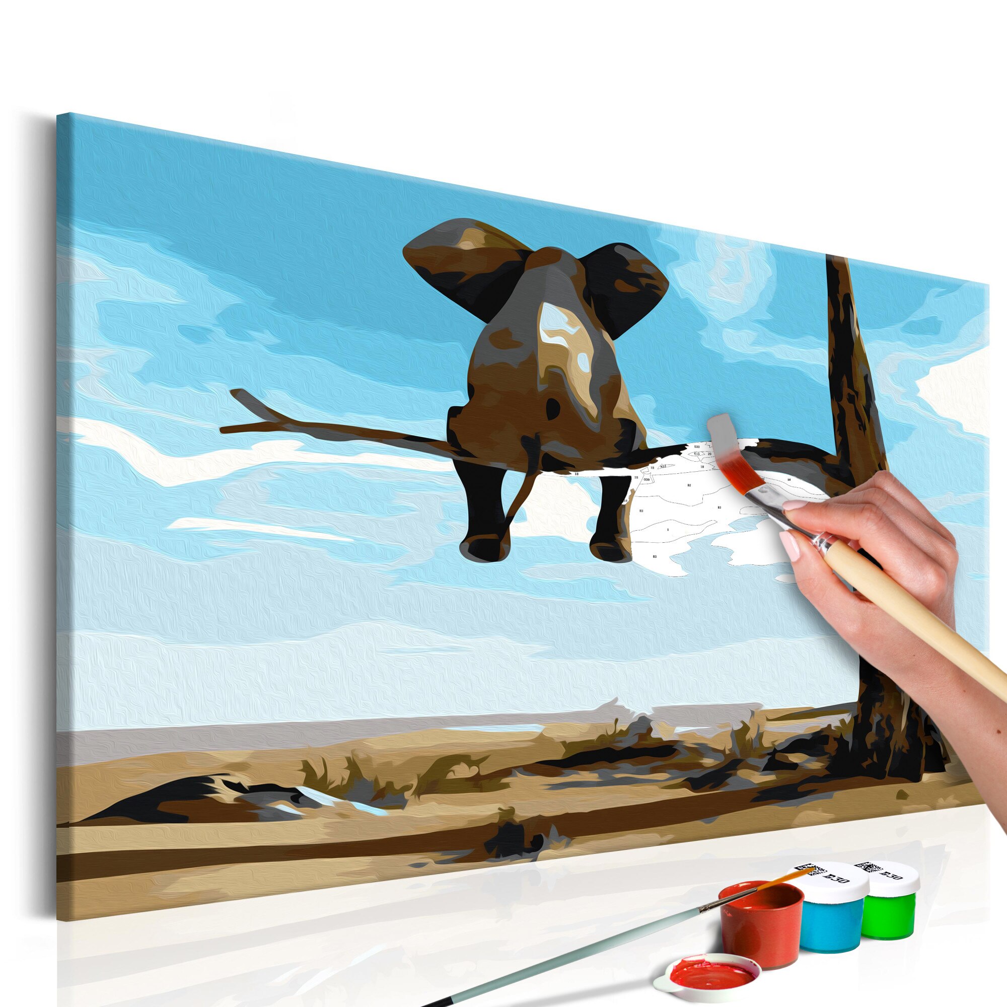 Pictura pe numere - Elephant In A Tree - 60x40cm