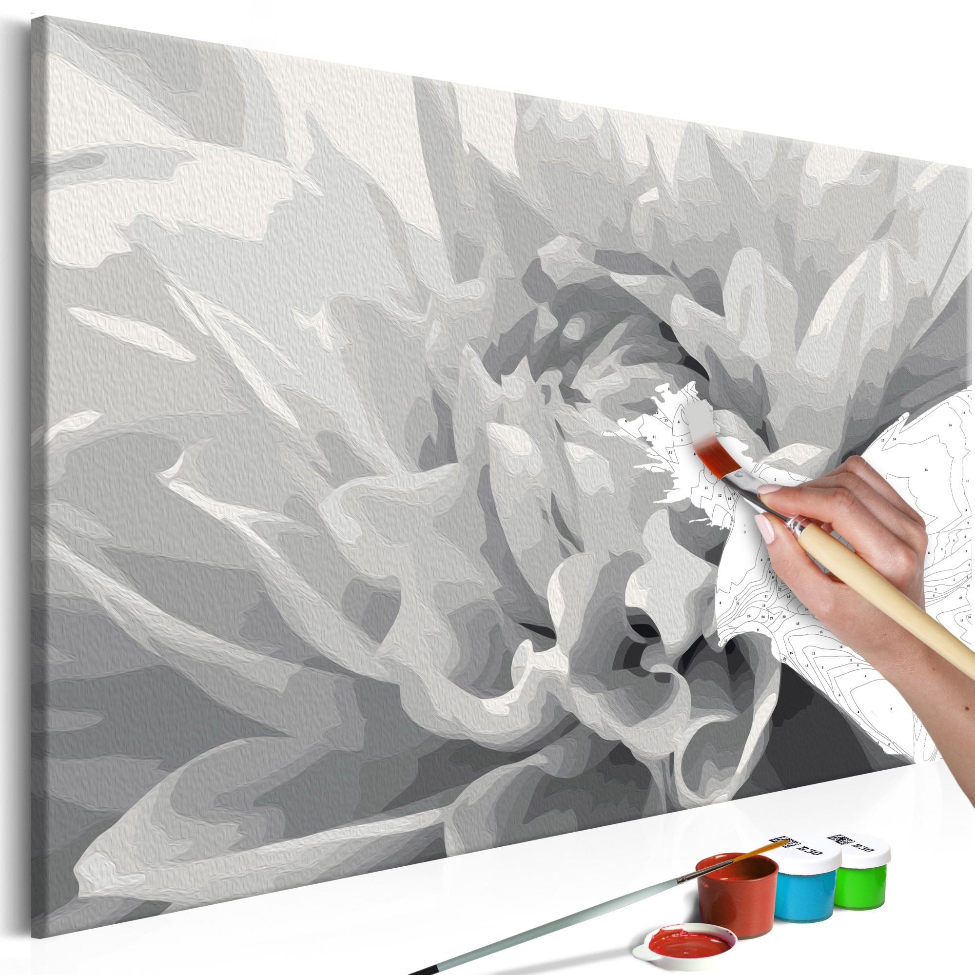 Pictura pe numere - Black & White Flower - 60x40cm
