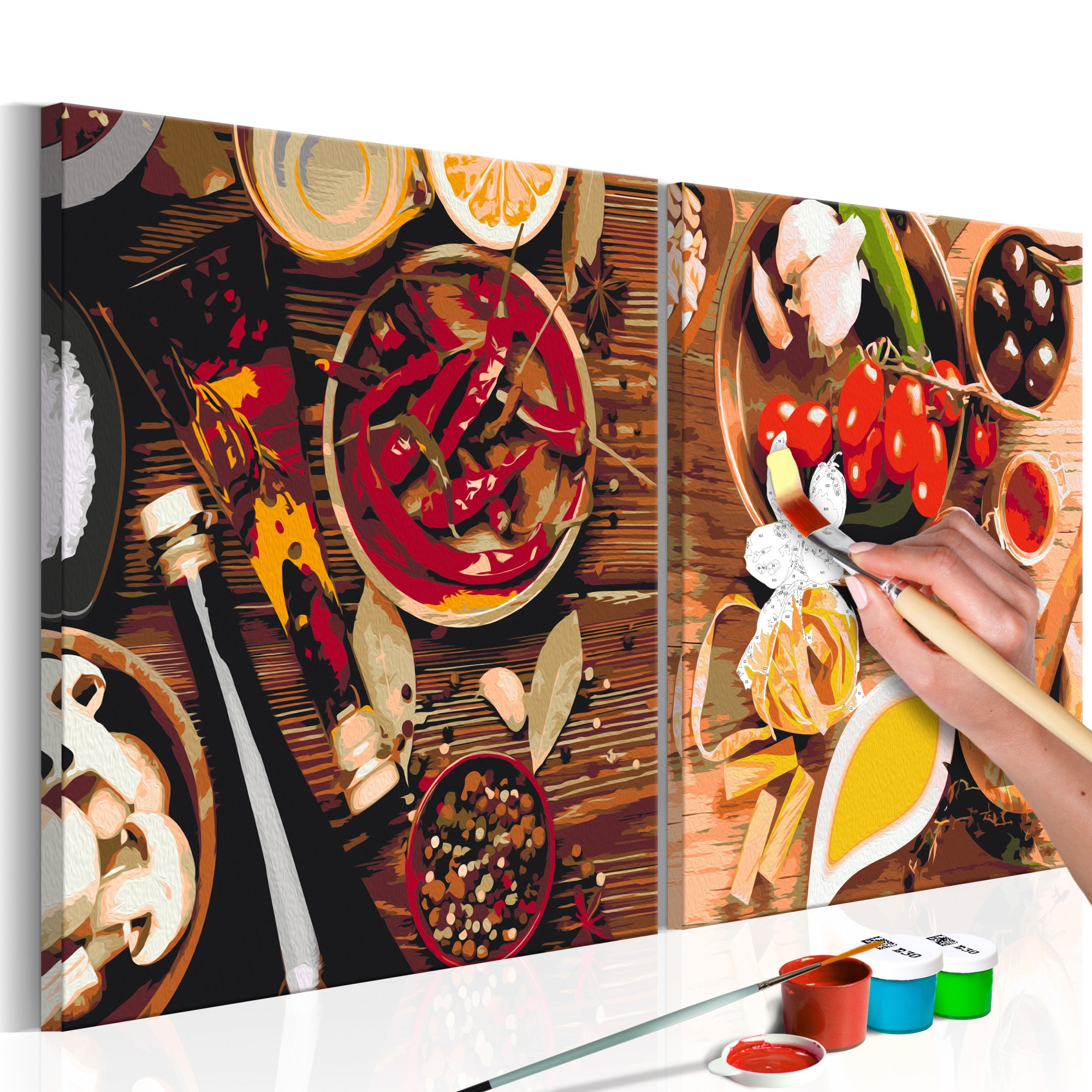 Pictura pe numere - Condimente colorate, set 2 piese - 80 x 40 cm - eMAG.ro