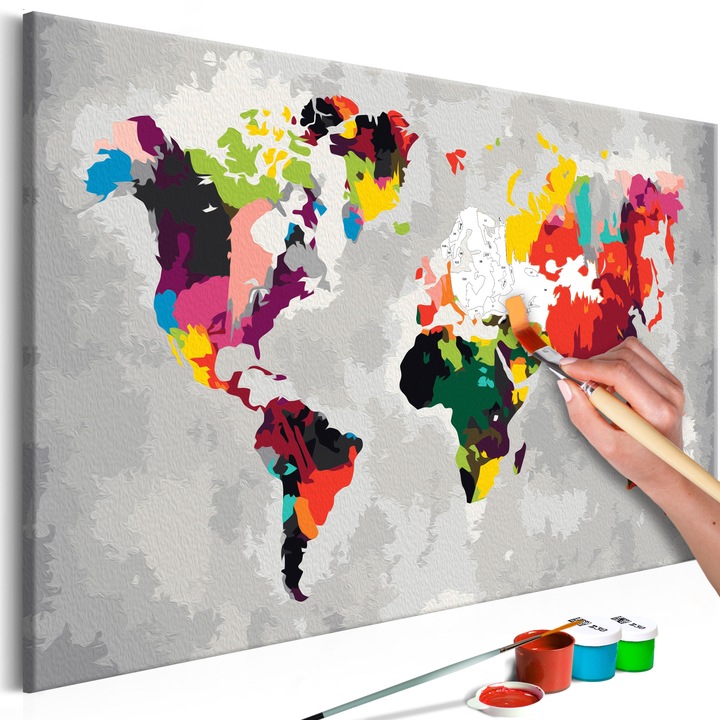 Számfestő készlet Artgeist World Map, Bright Colours, 60 x 40cm