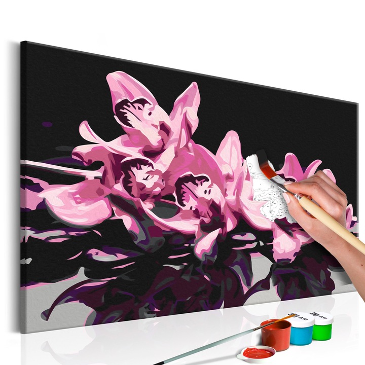 Számfestő készlet Artgeist Pink Orchid, Black Background, 60 x 40cm