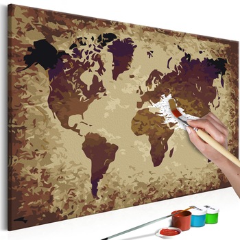 Pictura pe numere - World Map (Brown Colours) - 60x40cm Pictura pe numere - World Map (Brown Colours) - 60x40cm
