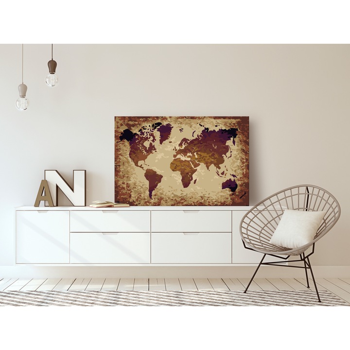 Оцветяване според номерата Artgeist World Map (Brown Colours), 60 x 40 cm