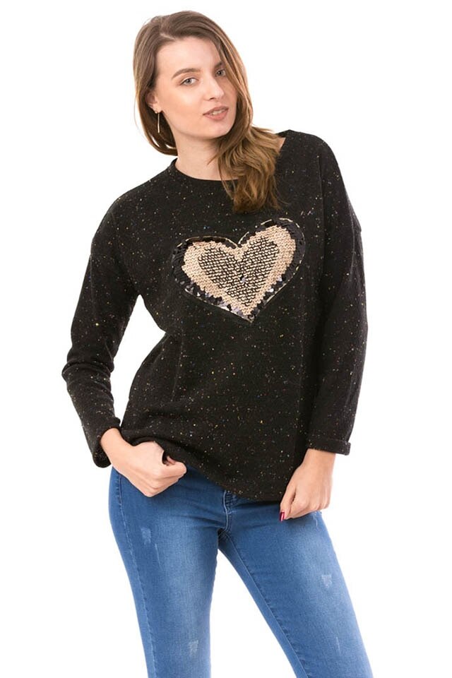 Pulover dama chicheart zenda, Neagra, M-L