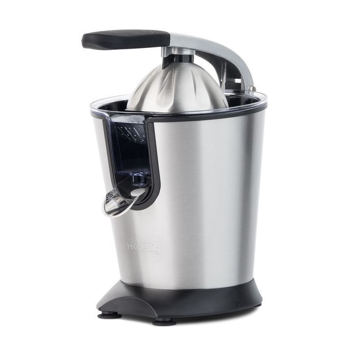 Storcator citrice H. Koenig, AGR80, 160 W, presa electrica, sistem anti-picurare, silentios, usor de curatat, 160 W, design modern, inox