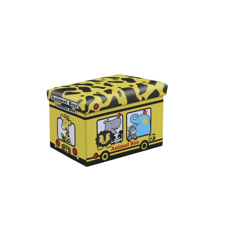 Cutie de depozitare NOVOKIDS™ Toy Box, functie taburet copii, sezut tapitat, dimensiuni 48X32X32 cm, Girafa