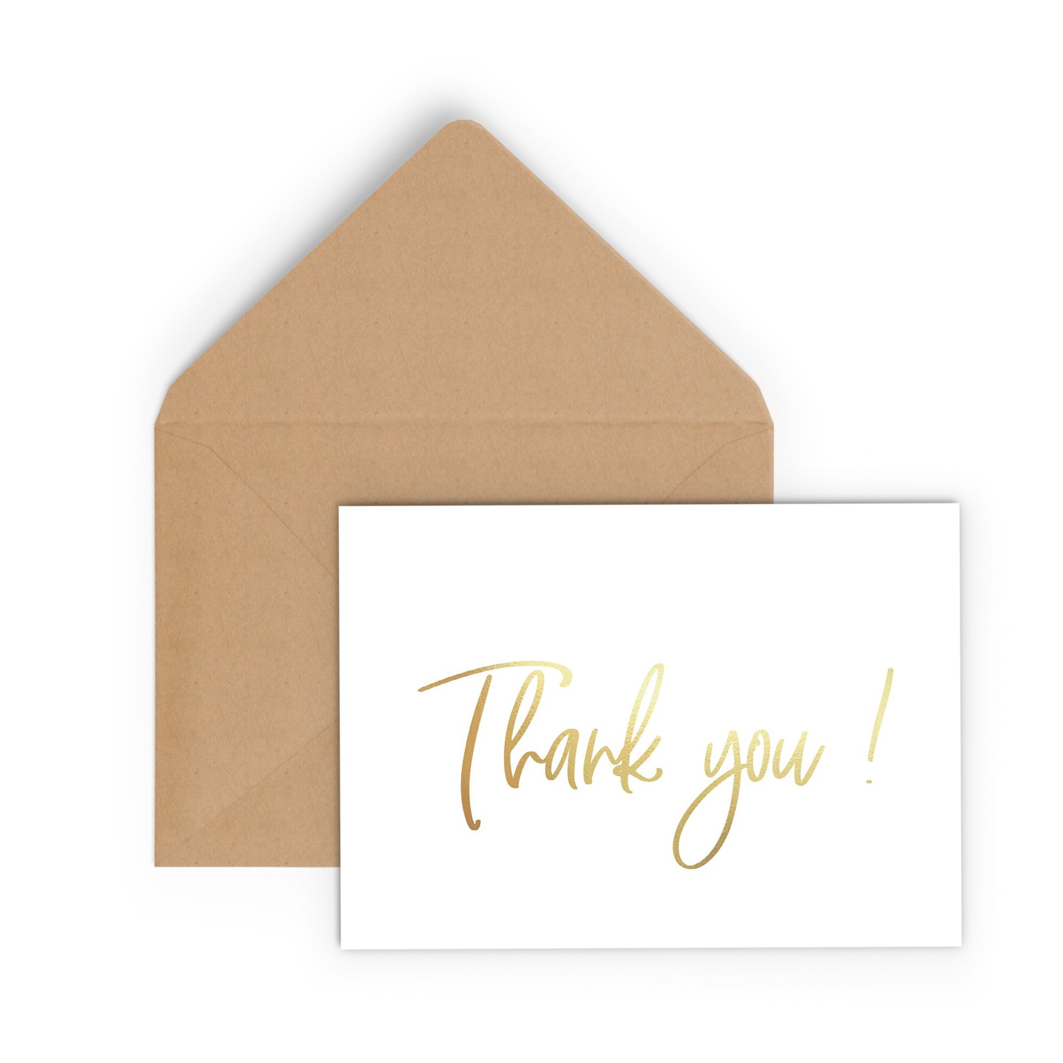 Felicitare cu plic, Thank you, colaj auriu, caligrafie