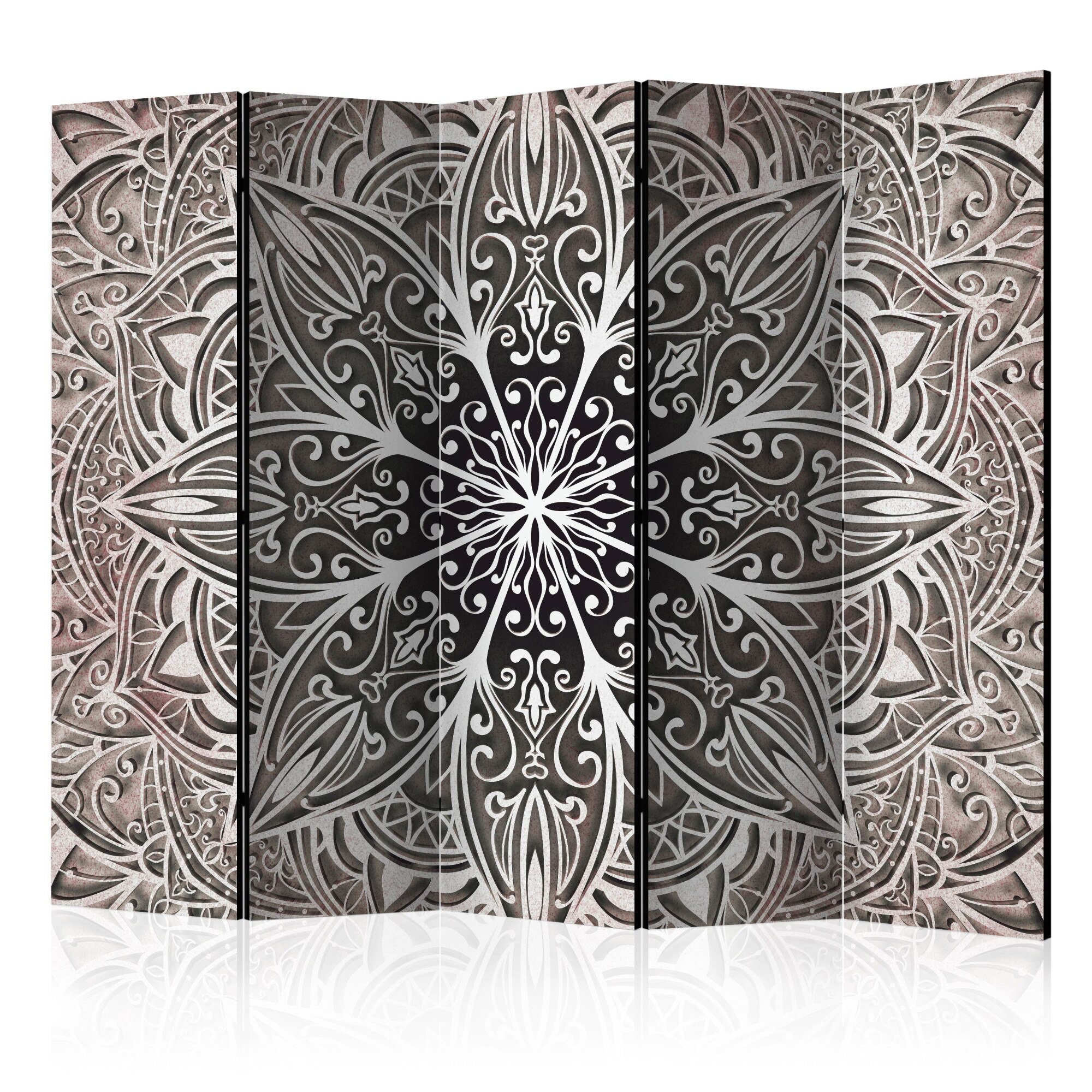 Paravan din 5 parti - Pene roz II - 225 x 172 cm
