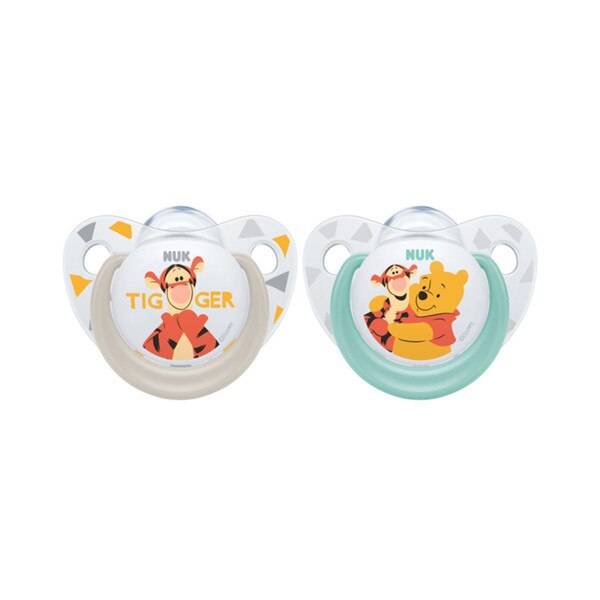 Set 2 suzete ortodontice din silicon Nuk Winnie The Pooh 730129G, Multicolor 0-6 luni