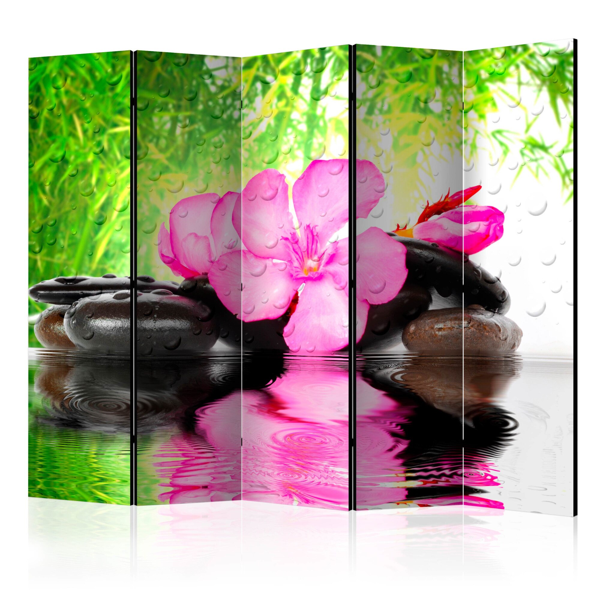 Paravan din 5 parti - Reflexie Fuzzy II - 225 x 172 cm