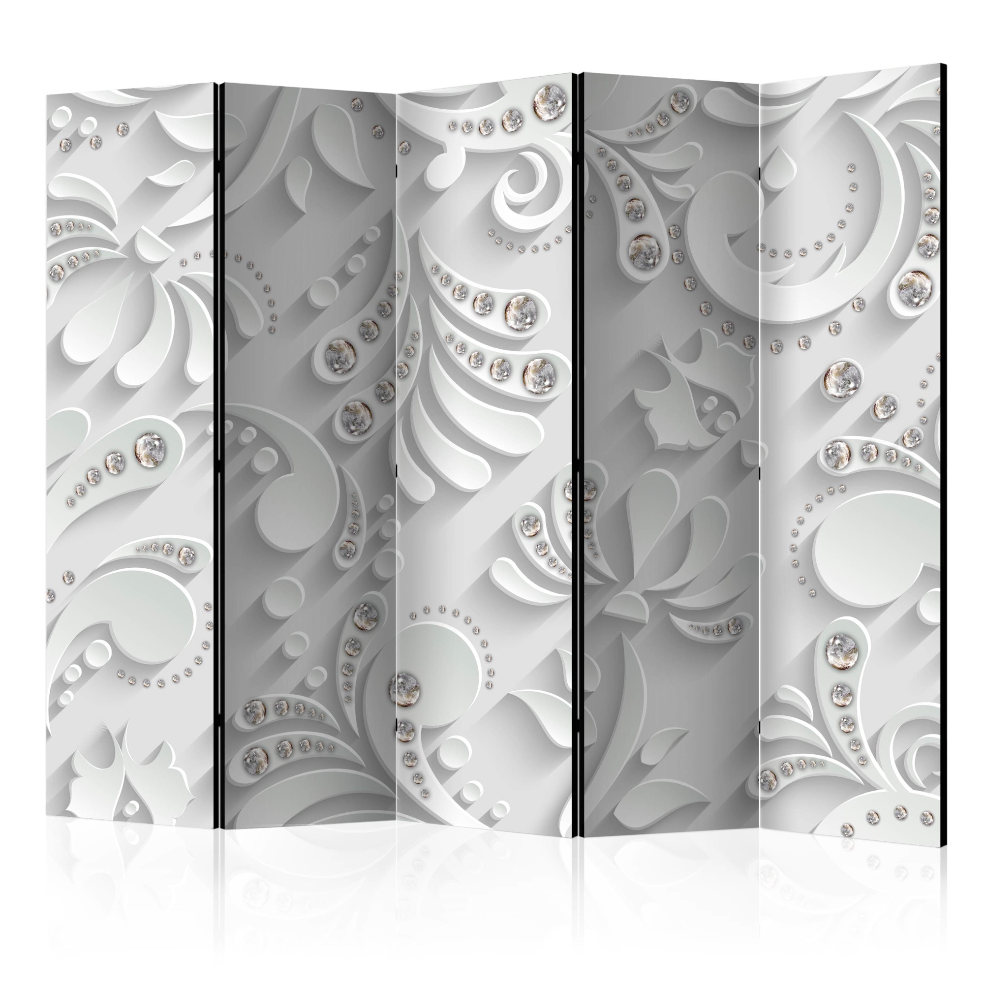 Paravan din 5 parti - Flori In cristale II - 225 x 172 cm