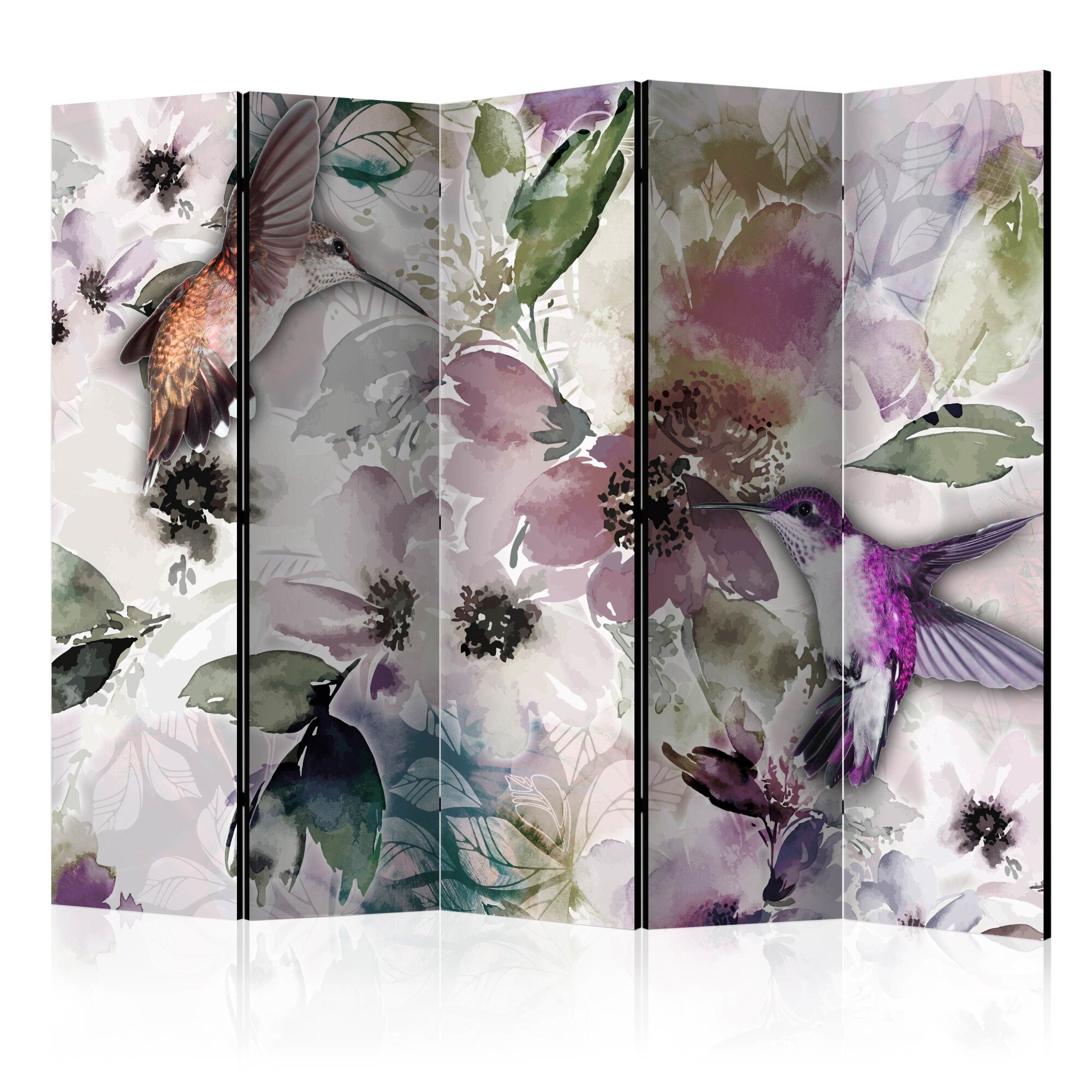 Paravan din 5 parti - Natura In acuarela II - 225 x 172 cm