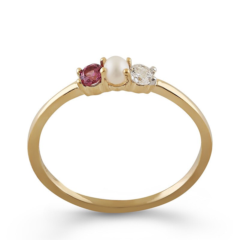 Inel Deruvo Aur 18k Diamant, Rodolit, Perla Cultura, 53 RAJR28176B-PRHLDY