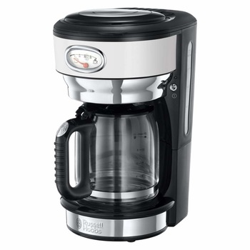 Cafetiera Russell Hobbs Retro Classic Blanc 21703-56, 1000 W, 1,25 l, Tehnologie avansata cu dus, Functie pause and pour, Mentinere la cald, Alb/Inox Cafetiera Russell Hobbs Retro Classic Blanc 21703-56, 1000 W, 1,25 l, Tehnologie avansata cu dus, Functie pause and pour, Mentinere la cald, Alb/Inox