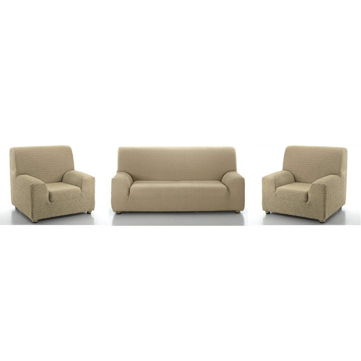Комплект еластичен калъф за диван от три части (за диван тройка и два фотьойла) Smart Homes, цвят 30 бежов