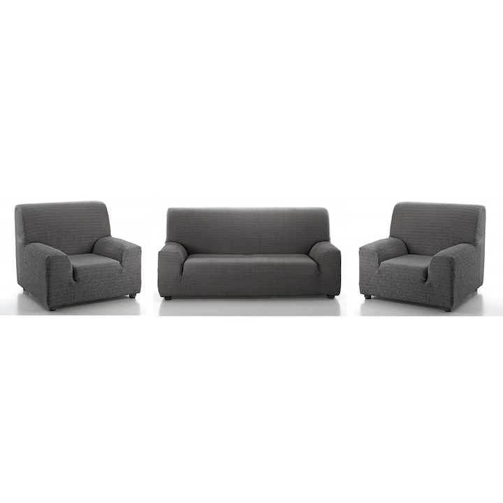 Комплект еластичен калъф за диван от три части (за диван тройка и два фотьойла) Smart Homes, цвят 91 сив
