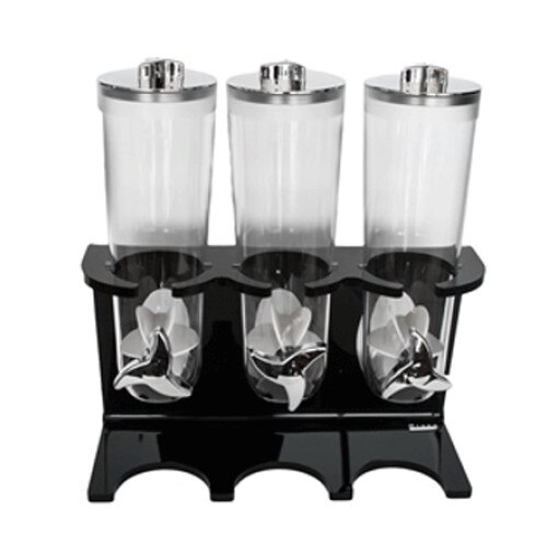 Trei dispensere RAKI cereale, fulgi de porumb pe un suport acrilic negru