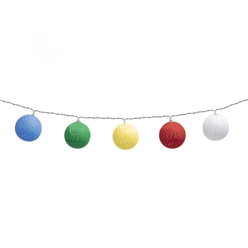 Ghirlanda LED cu 10 globuri bumbac, alimentare baterii, 1.8 m, interior, multicolor